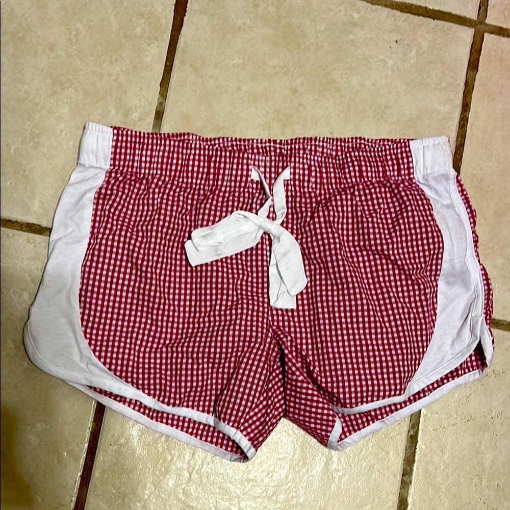 NWOT Red and White Gingham Drawstring Women's Shorts (Various Sizes)